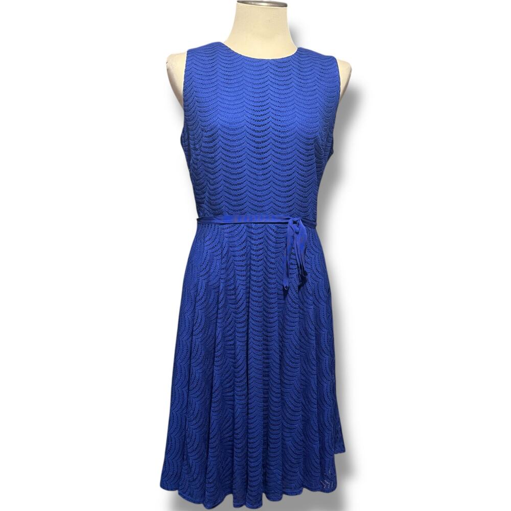 Danny and Nicole Sleeveless Scallop Dress Cobalt Blue 16